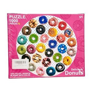 Delicious Donut Colorful 1,000 Piece Jigsaw Puzzle 27x27 inches. NEW.